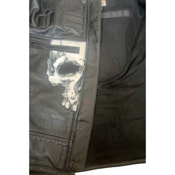 ICON Skull Leather Biker Jacket breathable remove able armour padding. Men’s XL - Picture 11 of 16